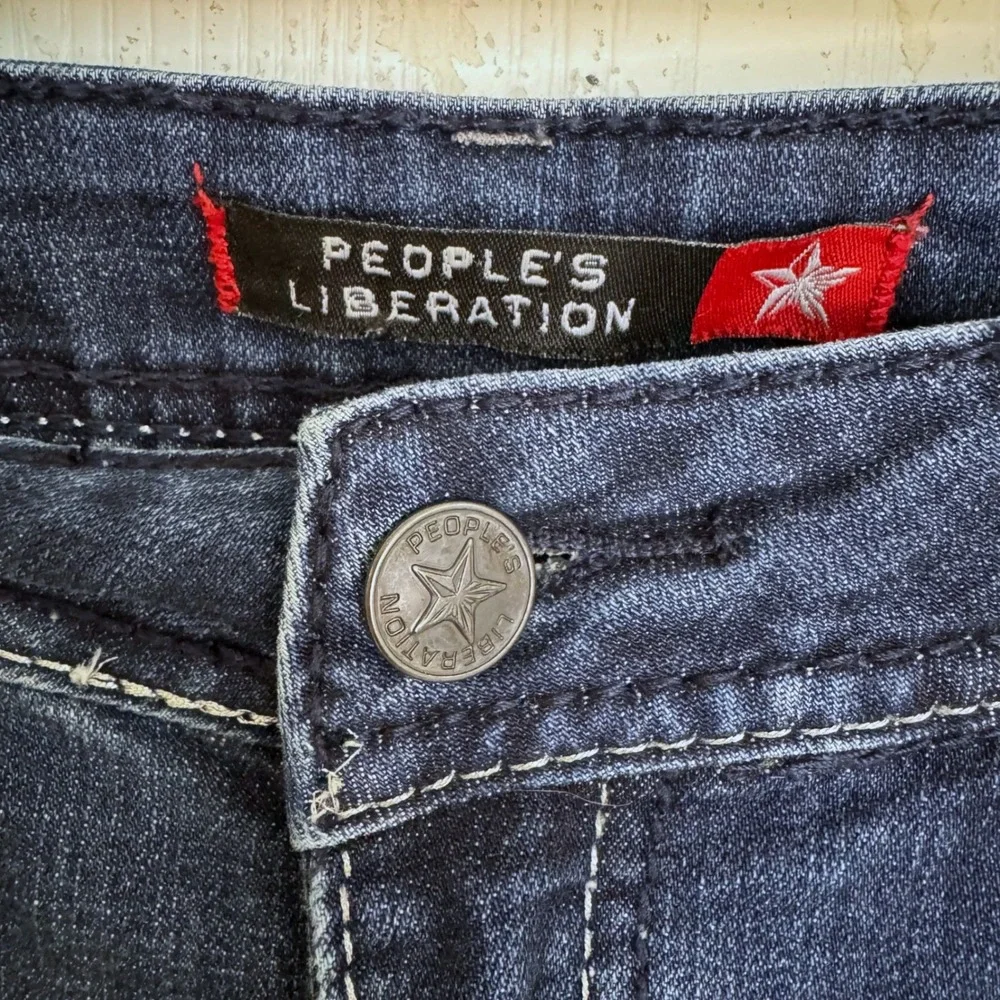 Peoples Liberation Women's Star Sequin Bootcut Jeans Western Dark Wash Size 27
